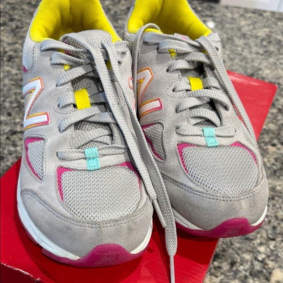 New Balance Kids Sneakers - Gray, Yellow, Pink, Blue - Picture 4 of 16
